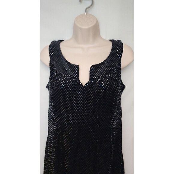 Mimi Maternity Black Sequin Notched Neckline Built-in Tie Dress Size Small - Picture 8 of 8